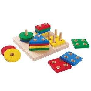 PlanToys 2403 Wooden Geometric Sorting Board Sustainably